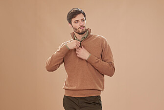 Melange Hazelnut half-zip wool jumper - KENNETH