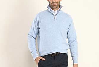 Light Blue Melange half-zip wool jumper - KENNETH
