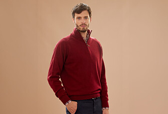 Dark Red half-zip wool sweater - KENNETH