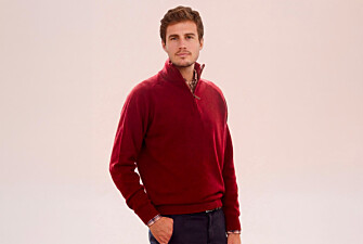 Dark Red half-zip wool sweater - KENNETH
