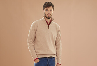 Beige Melange half-zip wool sweater - KENNETH