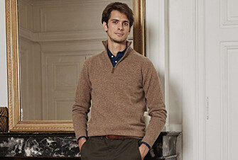 Hazelnut Tweed half-zip wool sweater - KENNETH