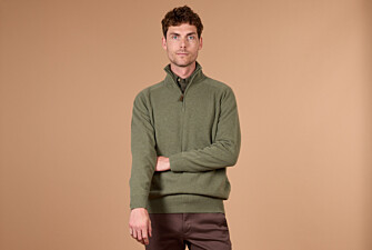 Men's eucalyptus mélange half-zip lambswool jumper - KENNETH