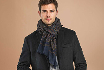 Tawny and Grey patterned Navy Wool scarf