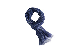 Blue Square Pattern Grey Wool scarf