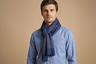 Blue Square Pattern Grey Wool scarf