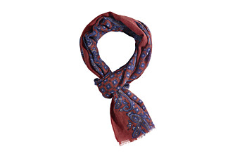 Red patterned navy Wool scarf