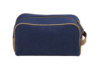 Navy cotton canva and Tobacco goat suede  Travel kit