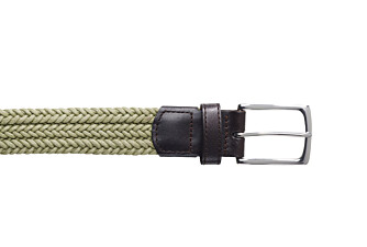 Men's Light Khaki cotton braided belt - NORWOOD SILVER COTON