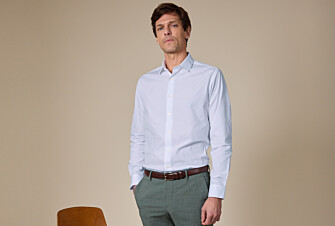 Pale Blue Poplin Cotton Shirt - Straight collar - LOUIS CLASSIC