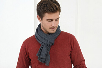 Blue Melange Herringbone light Wool and Cashmere scarf