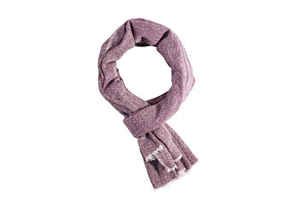 Burgundy & ecru Wool and Cashmere scarf