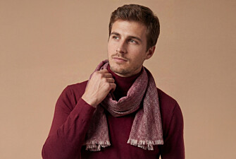 Burgundy & ecru Wool and Cashmere scarf