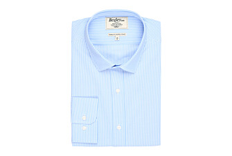 Blue Cotton shirt with white stripes - QUENTIN