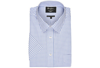 White shirt with blue checks - Straight collar - HUGO MC