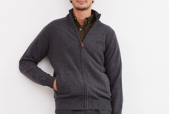 Grey Anthracite lambswool full zip sweater - KANE