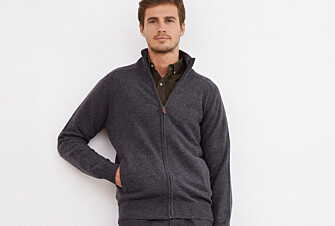 Grey Anthracite lambswool full zip sweater - KANE