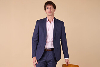 Men's Dark Blue Melange Suit Jacket - LAZARE