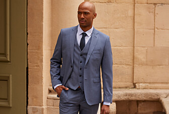 Men's Light Blue Melange Suit Jacket - LAZARE