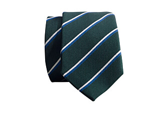 Green bleu and Ecru Striped Silk Tie