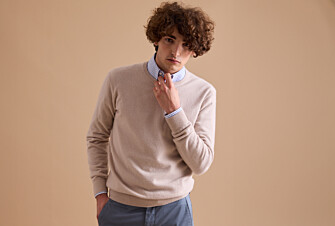 Light beige round-neck wool jumper - CONAN