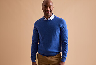 Mottled Jean Blue round-neck wool jumper - CONAN