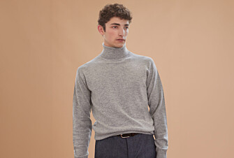 Grey Melange wool roll-neck jumper - EMERIC