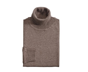 Brown Melange wool roll-neck jumper - EMERIC