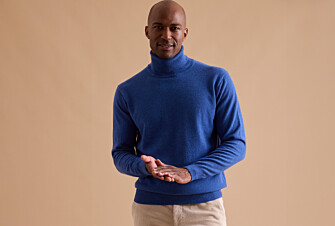 Mottled Jean Blue wool roll-neck jumper - EMERIC