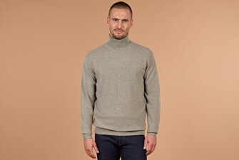 Men's light khaki mélange roll neck lambswool jumper - EMERIC
