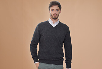 Grey Anthracite v-neck wool jumper - ELIAN