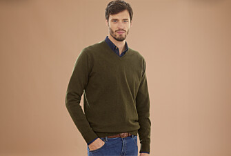 Green v-neck wool jumper - ELIAN