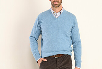 Scandinavian Blue melange v-neck wool jumper - ELIAN