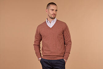 Men's rust mélange V-neck lambswool jumper - ELIAN