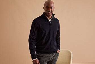 Black organic cotton/cashmere half-zip thin pullover - VLAD
