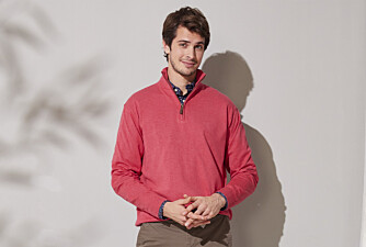 Raspberry cotton/cashmere half-zip thin jumper - VLAD