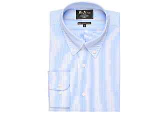 Blue Cotton shirt with white stripes - QUINCY