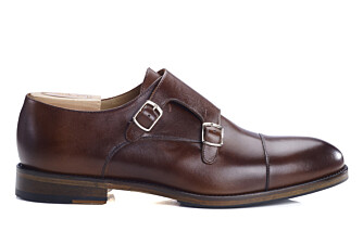 Patina Chestnut Double Buckle Shoes with rubber pad - GRESHAM PATIN