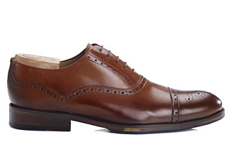 Patina Cognac Oxford shoes - Rubber pad - HILCOTT PATIN
