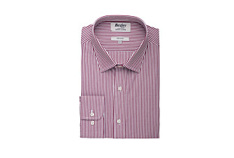 Burgundy & White striped poplin shirt - MAXIMILIEN
