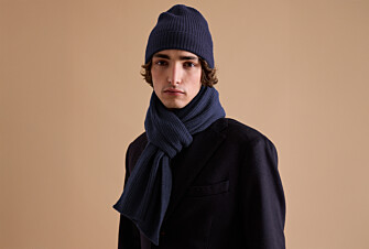 Navy Blue Wool Beanie Hat - BENNETH