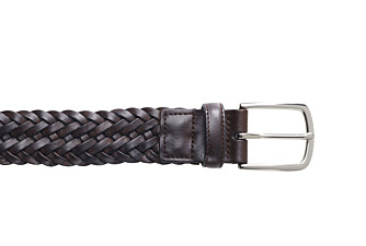 Men's Chocolat Braided Leather Belt - NORTHGATE SILVER