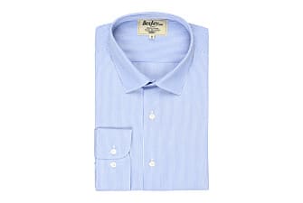 Shirt with thin blue stripes - Straight collar - AUBERTIN CLASSIC