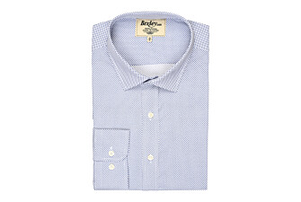 White shirt printed - blue patterns - Straight collar - BERANGER