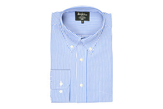 Cotton shirt with blue stripes - American collar - MARLON