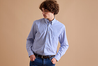 Cotton shirt with blue stripes - American collar - MARLON