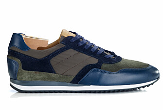 Navy leather and khaki suede Men's Trainers - CORUNNA