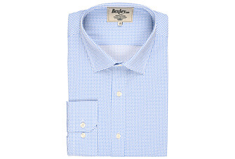 White printed shirt - blue patterns - Straight collar - THOMASSIN
