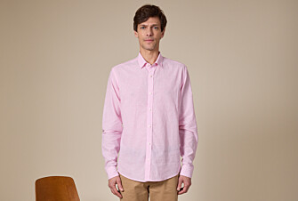 Pink & White trim cotton linen shirt - EDIBERT