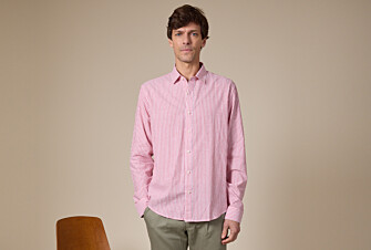 Old Pink and White cotton linen shirt - EDIBERT